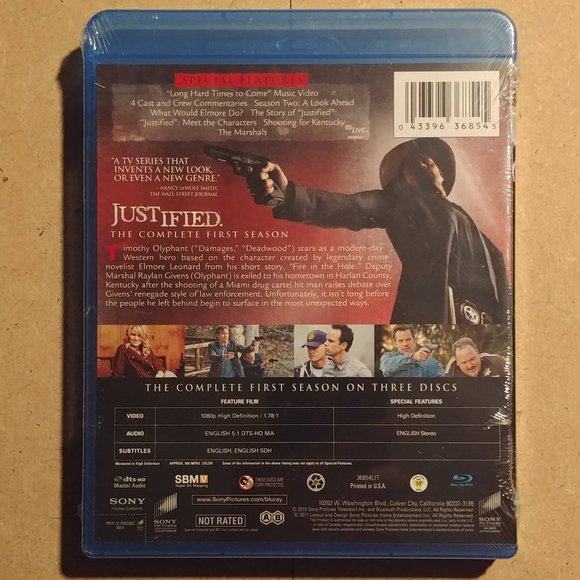 JUSTIFIED THE COMPLETE FIRST SEASON BLU RAY NEW - Picture 3 of 3